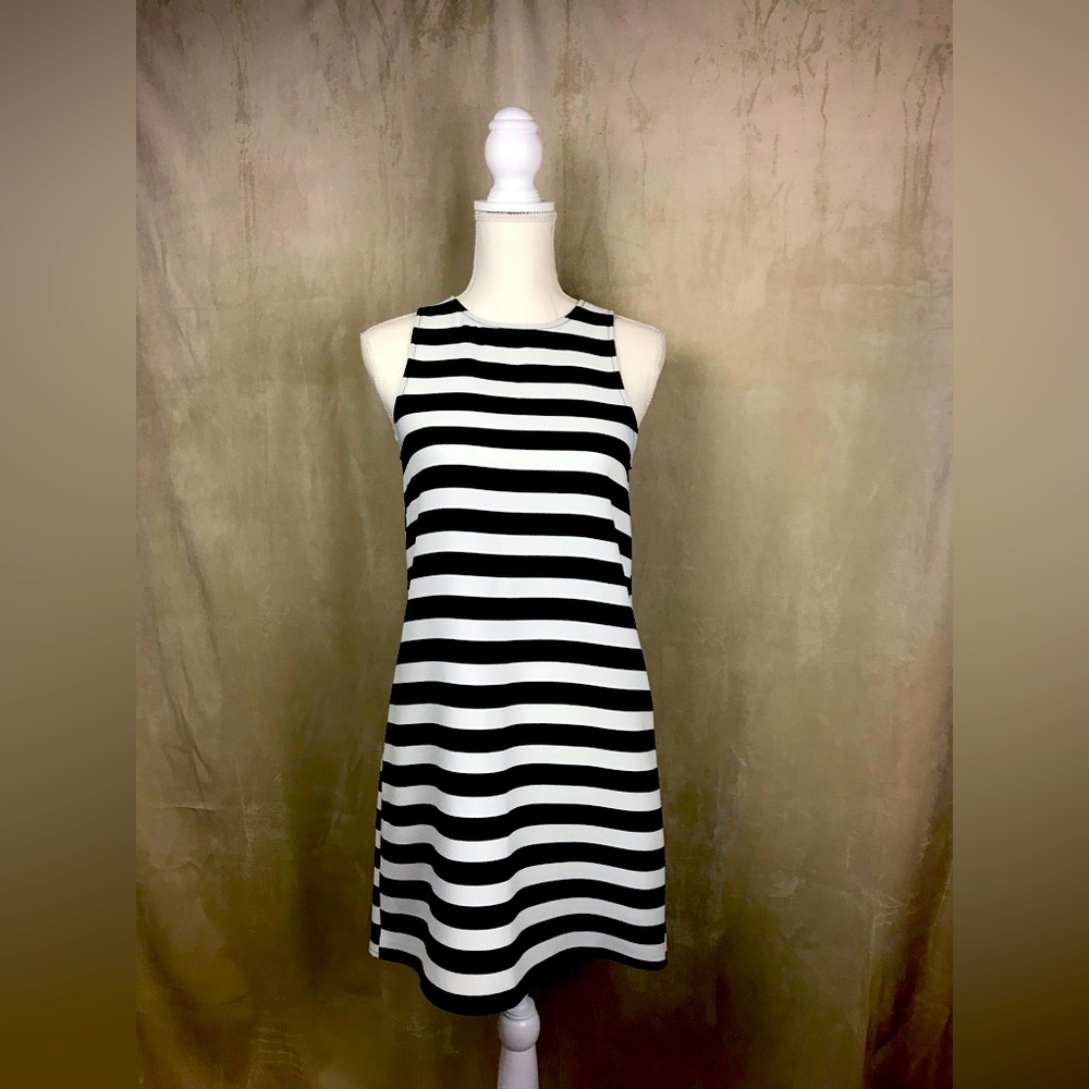 Anthropologie Everly black and white striped dress size Small
